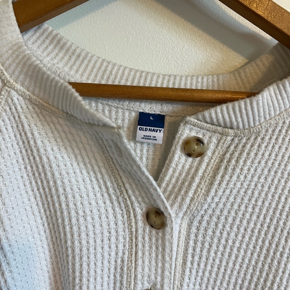White Waffle Knit Sweater